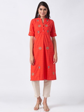 Ethnicity Artisan Coral Embroidered with Button-down Placket - In-Sattva