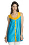 MOHR Women's Blue Sleeveless Tunic Shirt with Pintuck Yoke Ì´Ì_ÌÎÌÌÎÌ¥ Front