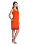 MOHR Women's Dark Orange Sleeveless Dress with Pleated Neckline åäÌÝÌÕ Side