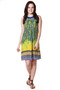 Global Desi Womens Boho Multi-Stripe Printed Decorative Hem Dress - Front