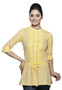 Akkriti Women's Roll Up Sleeves Casual Kurti _ Yellow Front