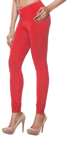 Solid Knit Churidar Leggings - Red, Women, Indian Clothing