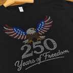 250 Eagle Rhinestone Transfer on Black T-shirt