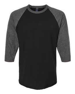 Tultex Style 245 - Black/ Heather Charcoal - Front View
