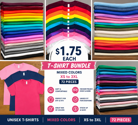 Clothing Unisex T-Shirts Mixed Colors S to 2XL $1.75 Each (72 Pieces)