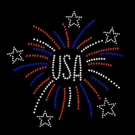 USA fireworks Rhinestone Transfer