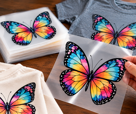 Custom DTF transfer with colorful sunflower design on transfer film