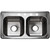 33" x 19" Stainless Steel Double Bowl Sink