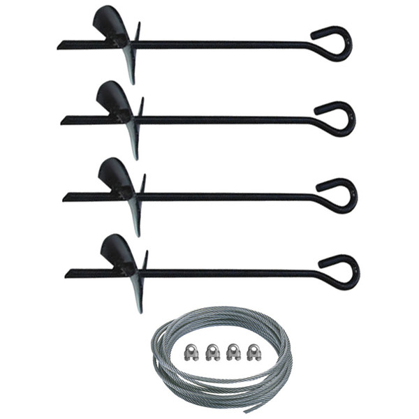 Steel Anchors for Storage Buildings and Sheds (Pack of 4) - 15" Anchors with Cables and Clamps (141599001)