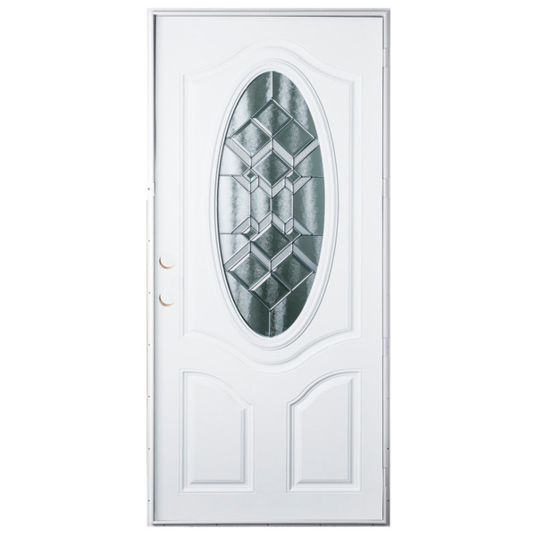 36" x 80" 6-Panel Outswing Fiberglass Door - 3/4 Oval Window