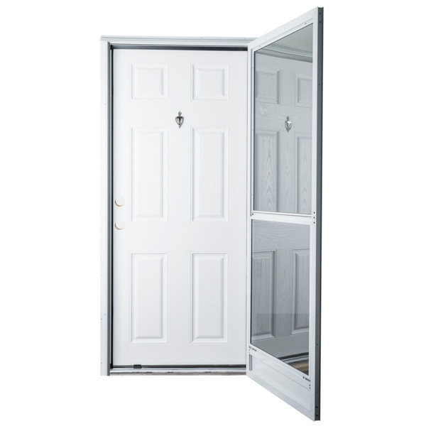 38" x 76" 6-Panel Fiberglass Combo Door - Knocker Viewer