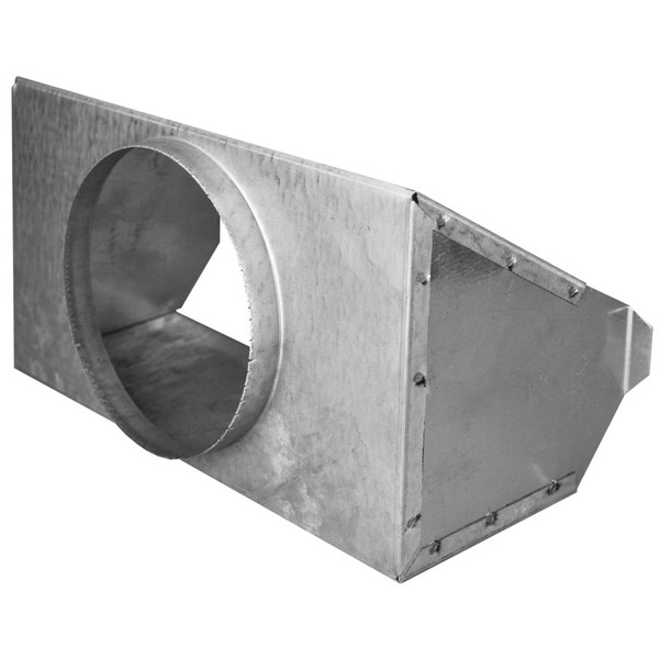 Range Hood Exhaust Transition Adapter - 3-1/4" x 10" Rectangular to 5" Diameter Round Opening.