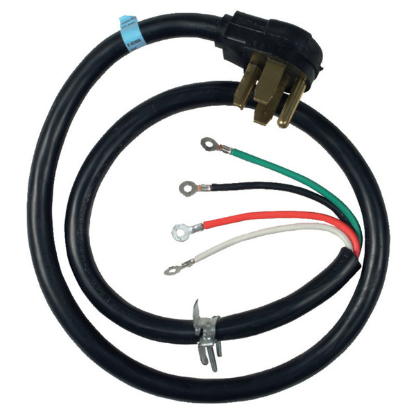 30 Amp Dryer Power Cord - 4' Long - 4 Prong - 4 Wire
