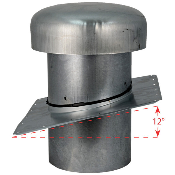 7" Roof Cap with Flange for 12 Degree Sloped Roof