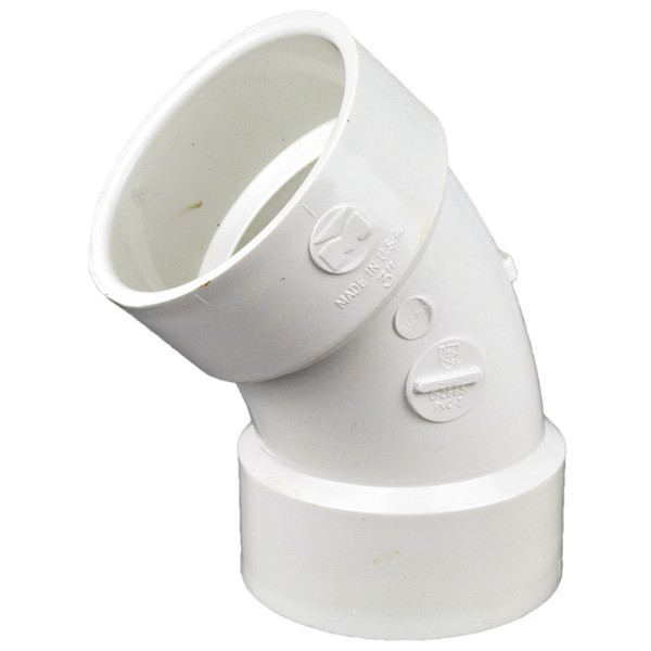 PVC 45 Degree Elbow - 3" Hub x 3" Hub