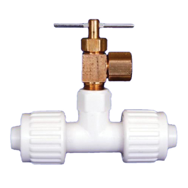 PEX Ice Maker Tee with Valve - 1/2" Push x 1/2" Push