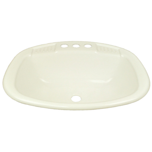 16" x 20" Plastic Square Self-Rimming Lavatory Sink without Overflow - White