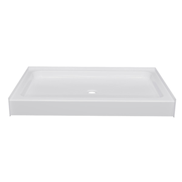 Watershed 42" x 60" Fiberglass Shower Pan - Center Drain - White