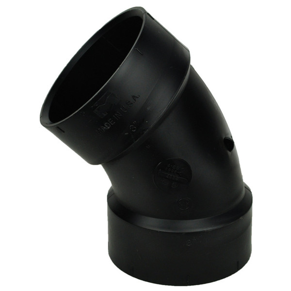 ABS 45 Degree Elbow - 3" Street Spigot x 3" Hub