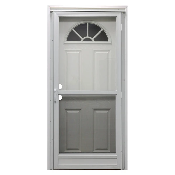 32" x 76" 6-Panel Fiberglass Combo Door - Sunburst Window - Conventional Storm Door