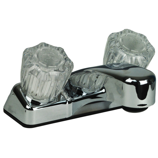 2-Knob Bathroom Sink Faucet - 4" Center - Plastic Underbody - Chrome