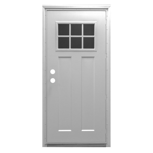 36" x 80" 6-Panel Outswing Steel Door - 6-Lite