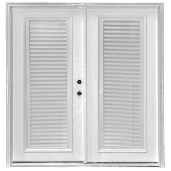 72" x 80" Fiberglass French Door - 64" Mini-Blind - White