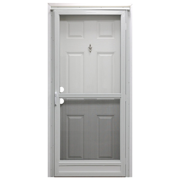 38" x 80" 6-Panel Fiberglass Combo Door - Knocker Viewer - Conventional Storm Door
