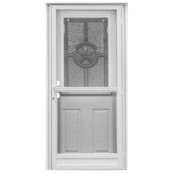 34" x 76" 6-Panel Fiberglass Combo Door - Texas Star Window - Conventional Storm Door