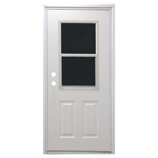 30" x 74" 6-Panel Outswing Steel Door - Vertical Slider Window