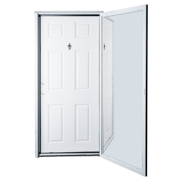 34" x 76" 6-Panel Fiberglass Full View Combo Door - Knocker Viewer