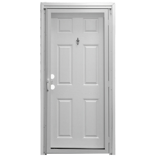 34" x 76" 6-Panel Fiberglass Combo Door - Knocker Viewer - Full View Storm Door
