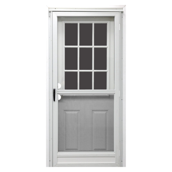 34" x 76" 6-Panel Fiberglass Combo Door - 9-Lite Window - Conventional Storm Door