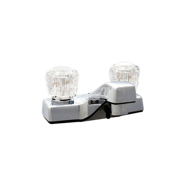 2-Knob Bathroom Sink Faucet - 4" Center - Plastic Underbody - Chrome - Plastic Stems