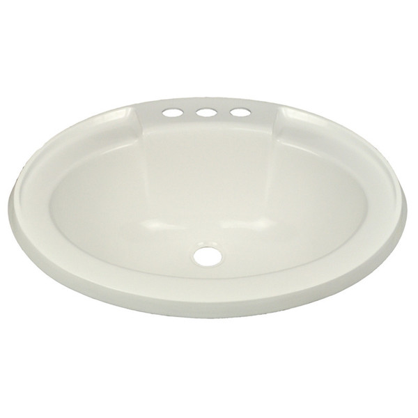 17" x 20" Plastic Oval Lavatory Sink without Overflow - Ivory