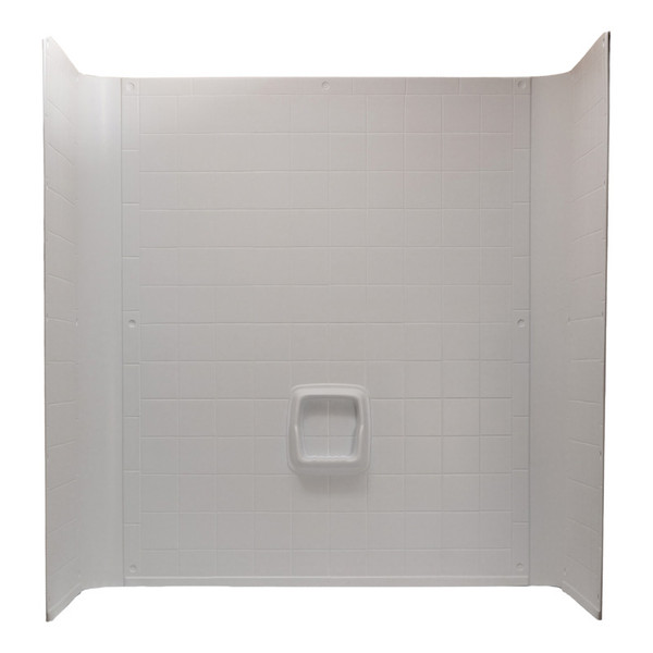 Better Bath 54" x 27" x 57-3/4" 1-Piece ABS Plastic Mobile Home Bathtub Wall Surround - White