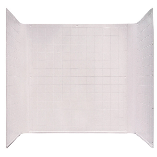 Better Bath 54" x 27" x 57-3/4" 1-Piece ABS Plastic Mobile Home Bathtub Wall Surround - Almond