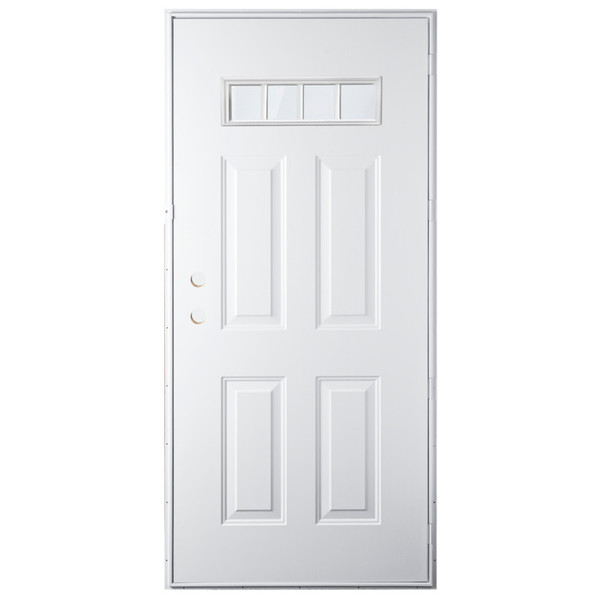 36" x 76" 6-Panel Outswing Steel Door - 4-Lite Window