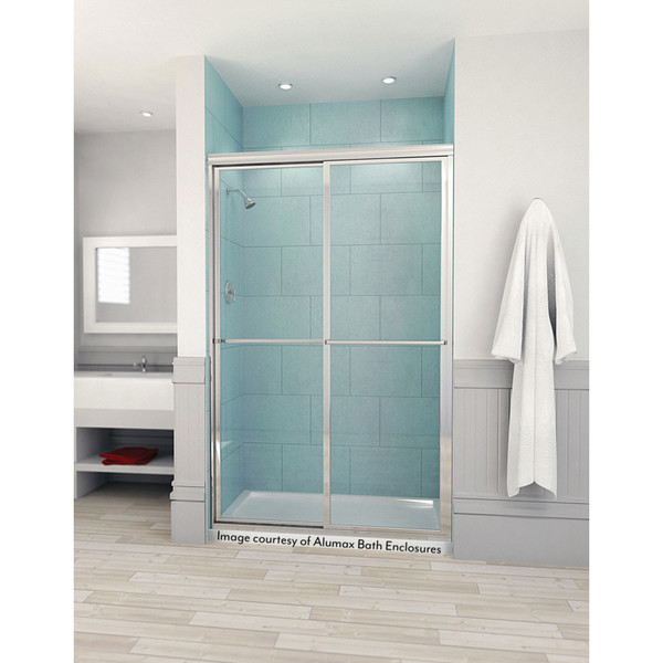 Bi-Pass Sliding Shower Door with Free Flow Sill Track - 54" x 57"