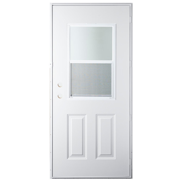 34" x 76" 6-Panel Outswing Steel Door - Vertical Slider Window