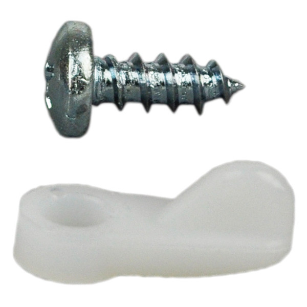 Flat Plastic Clip with Screws - White (Pack of 6)