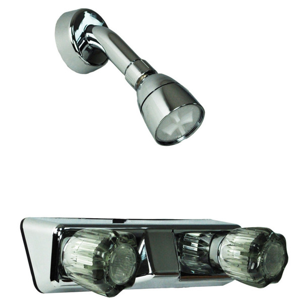 2-Knob Shower Head - 8" - Plastic Underbody - Smoke Colored Handles