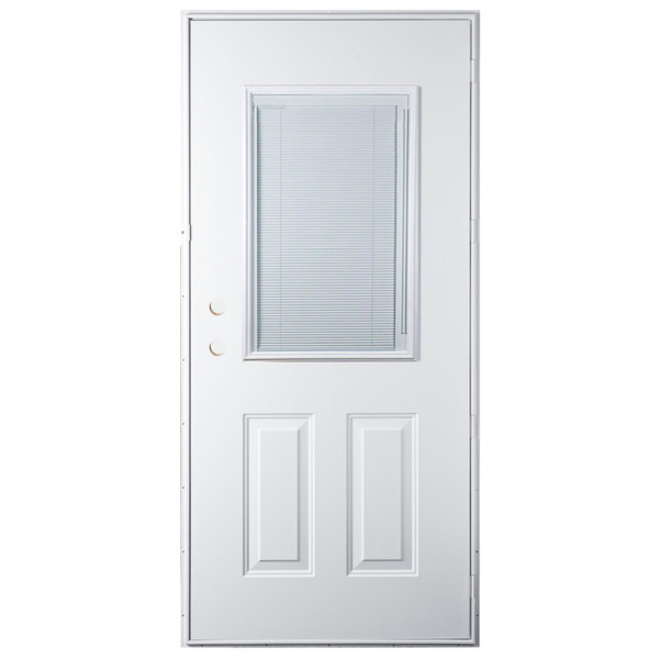 36" x 80" 6-Panel Outswing Steel Door - Mini-Blind Window