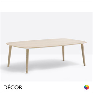 Pedrali - Malmo Coffee Table Featuring a Rounded Rectangular Top with Solid Ash Tapered Legs, Available in 2 Heights - Décor for Business Pedrali - Malmo Coffee Table Featuring a Rounded Rectangular Top with Solid Ash Tapered Legs, Available in 2 Heights - Décor for Business