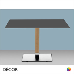 Tiffany Natural Rectangular Dining Table Base with a Square Column in Natural or Wenge Stained Beech on a Satin Steel Base - Add Square or Round Compact Laminate Tops in a Range of Sizes & Finishes - Décor for Business Tiffany Natural Rectangular Dining Table Base with a Square Column in Natural or Wenge Stained Beech on a Satin Steel Base - Add Square or Round Compact Laminate Tops in a Range of Sizes & Finishes - Décor for Business