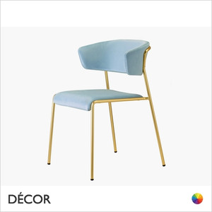 A1  Lisa Upholstered Dining Chair with Armrests, Satin Brass, Black Nickel, Anthracite & Chrome - In Designer Fabrics & Classic Eco Leathers - Décor for Business