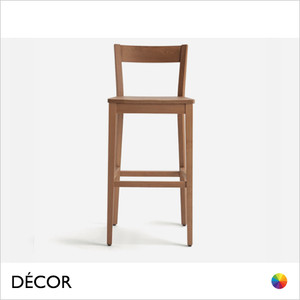 1 A  2 Palma - Silla Bar Stool with a Wooden Seat in Designer Satin Colours & Wood Stains, Bar & Counter Heights - Made for You - Décor for Business