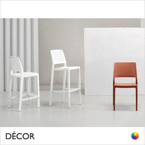 Emi Stackable Technopolymer Bar Stool, Bar & Counter Height - In Designer Colours & Neutral Tones - Décor for Business Emi Stackable Technopolymer Bar Stool, Bar & Counter Height - In Designer Colours & Neutral Tones - Décor for Business