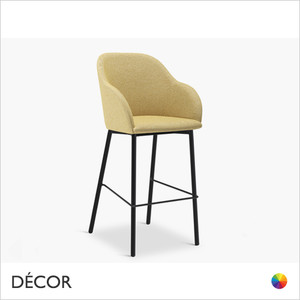 Sylvie Bar Stool with an Upholstered Seat and a Metal Frame - In Designer Fabrics & Classic Eco Leathers - Made for You - Décor for Business Sylvie Bar Stool with an Upholstered Seat and a Metal Frame - In Designer Fabrics & Classic Eco Leathers - Made for You - Décor for Business