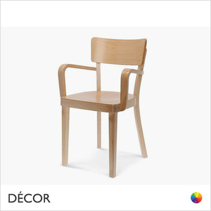 1A1 Bonn Dining Chair with Armrests and a Wooden Seat - In Designer Satin Colours & Wood Finishes - Décor for Business